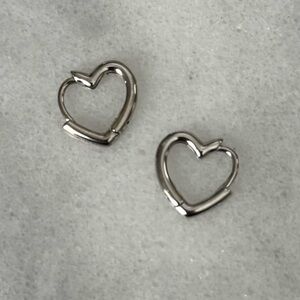 Sterling Silver Heart Huggie Hoop Earrings 

Brand New